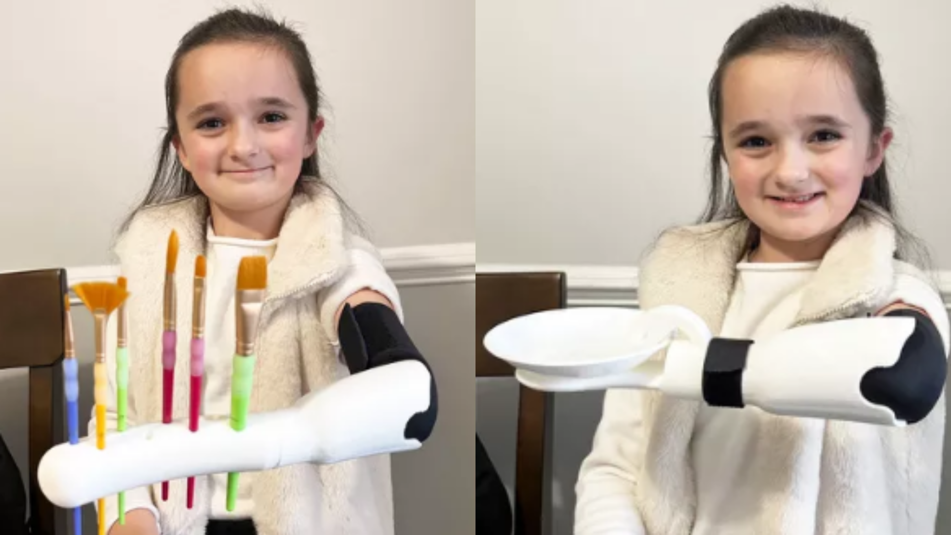 Prótese impressa em 3D ajuda criança a jogar UNO e pintar • Bob Jones University