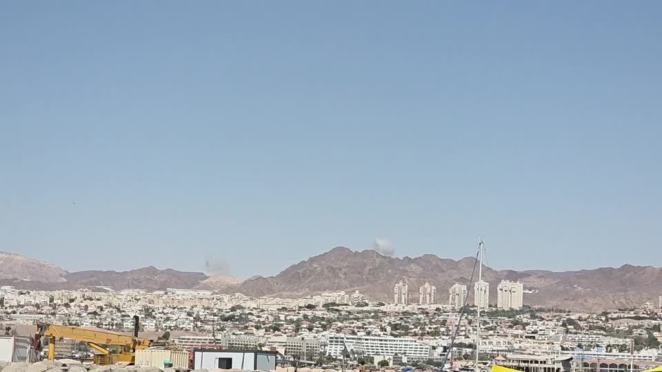 Smoke seen from Eilat after Jordan intercepted six Iranian Missiles