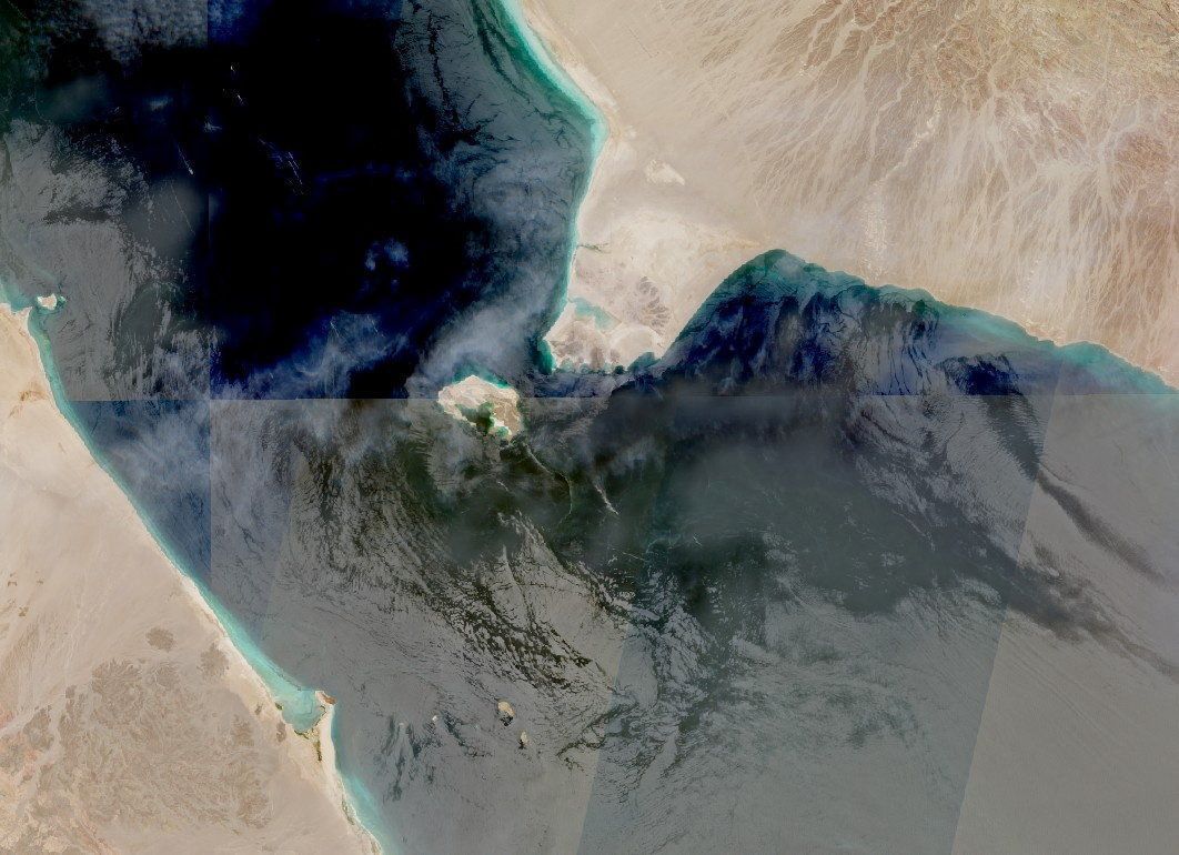 Imagem de satélite mostra Estreito de Bab el-Mandeb, importante rota marítima e porta de entrada para o Mar Vermelho