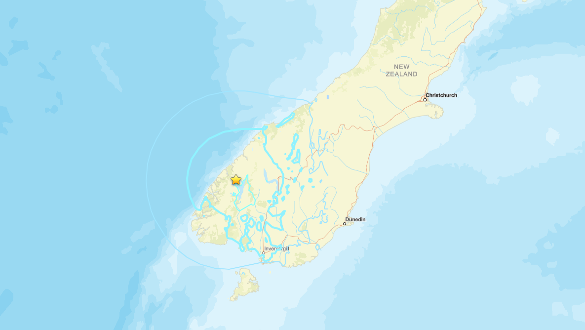 Mapa mostra epicentro do terremoto de magnitude 5,9 na Nova Zelândia