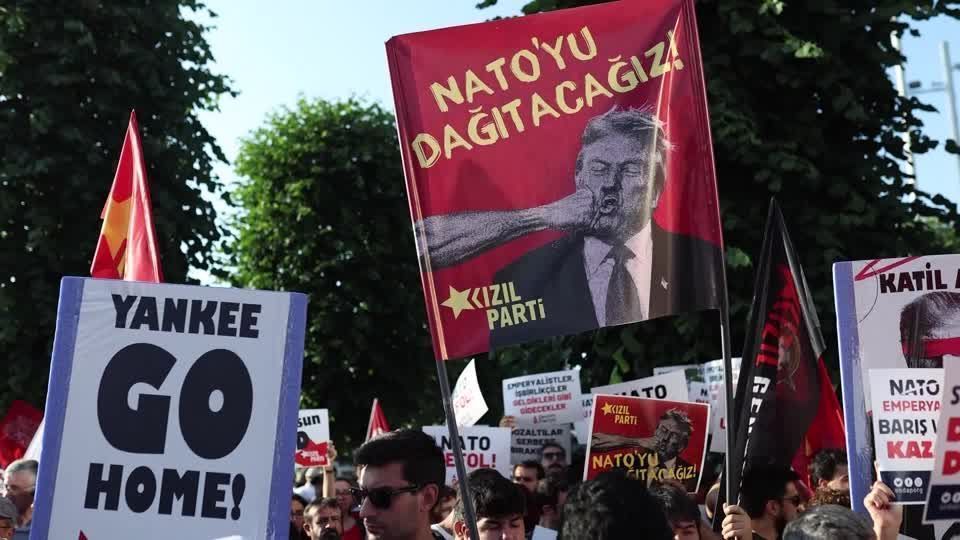 Turks hold anti-NATO protest in Istanbul on first day of summit