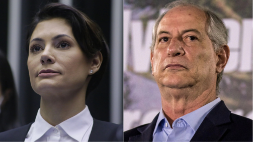 A ex-primeira-dama Michelle Bolsonaro e o pré-candidato ao governo do Ceará Ciro Gomes (PSDB)