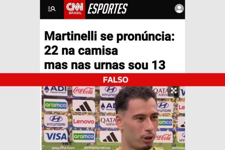 CNN Brasil desmente post falso sobre o jogador Martinelli • Reuters