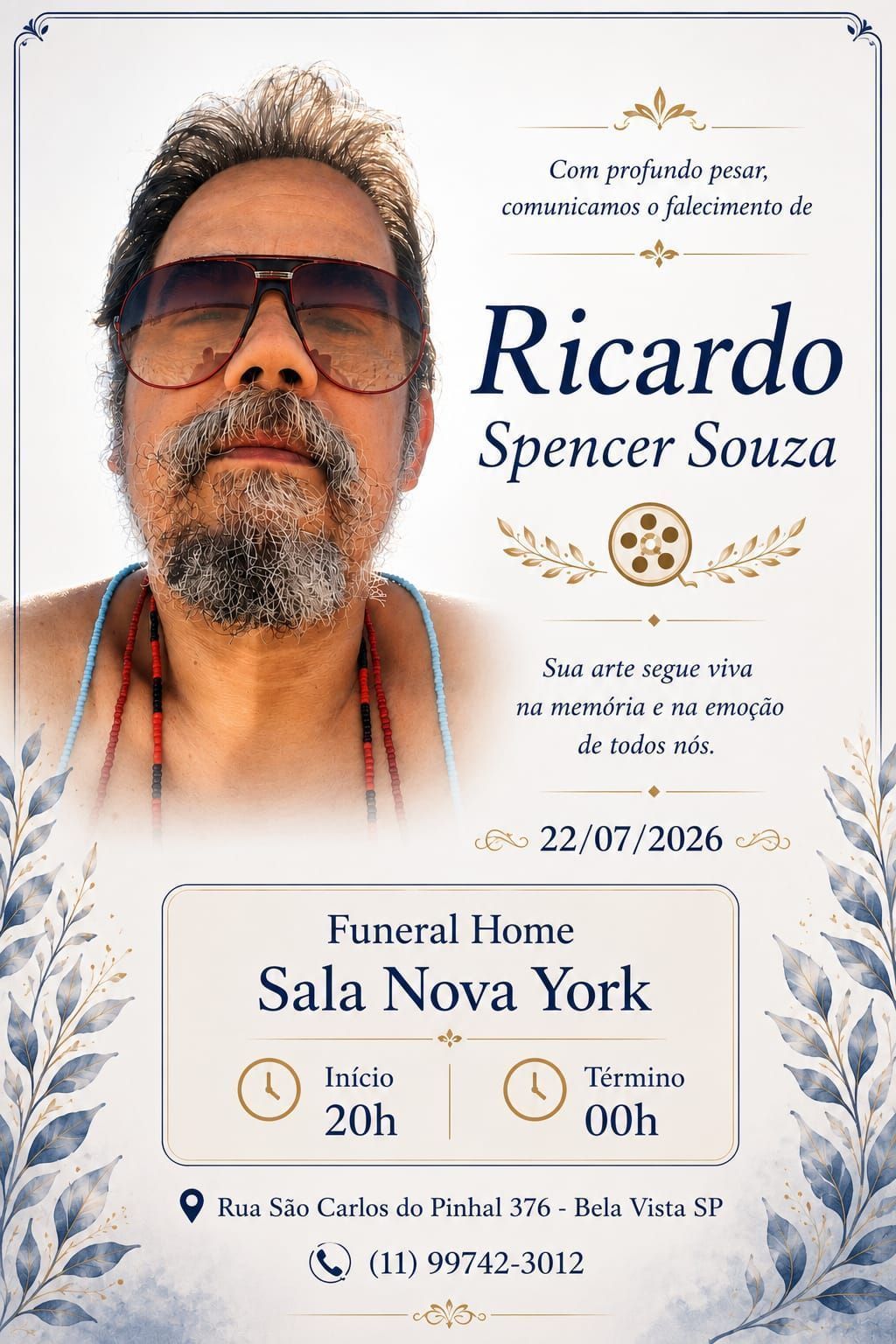 Velório do cineasta Ricardo Spencer acontece em São Paulo nesta quarta-feira • Divulgação