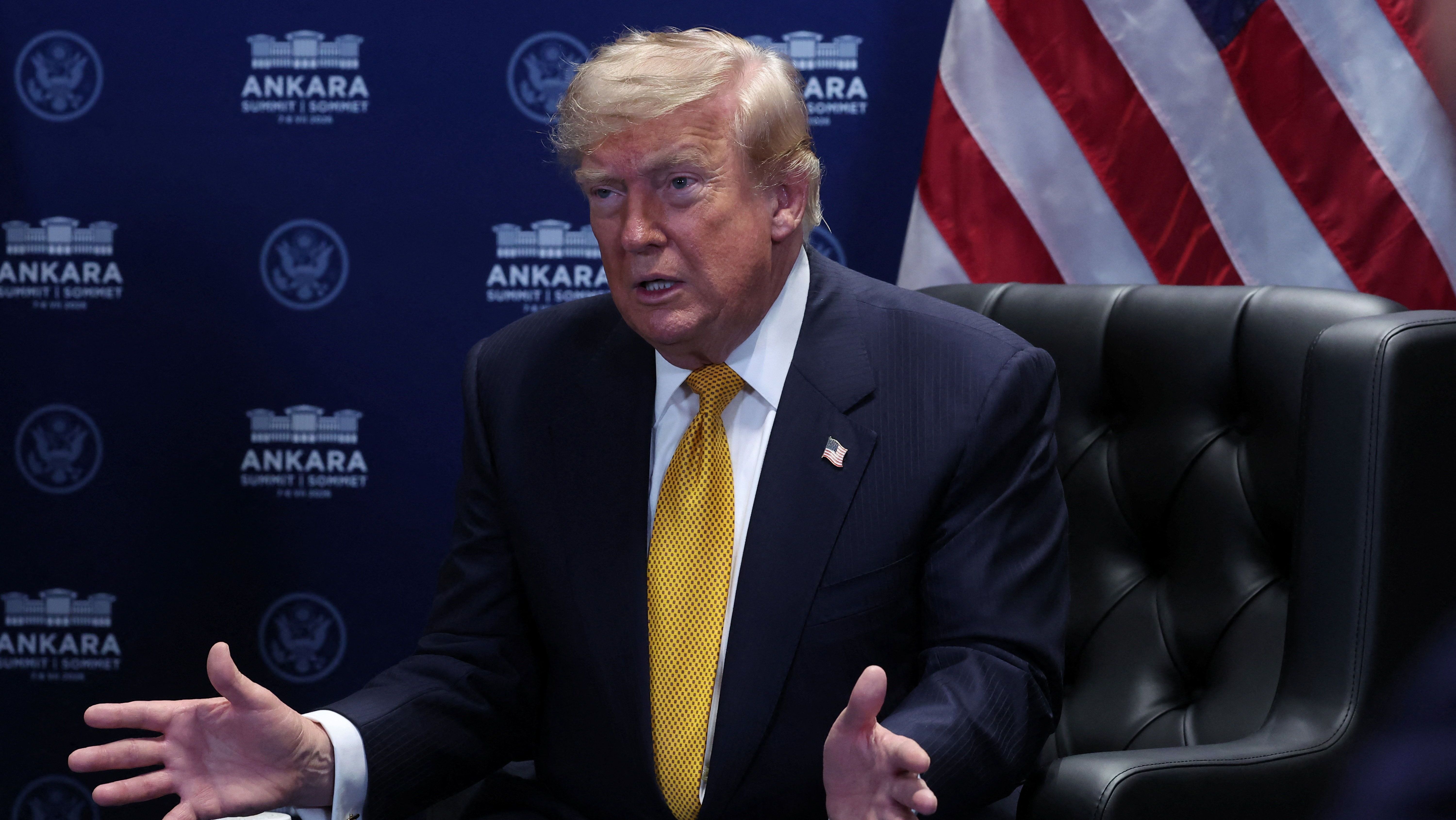 Presidente dos Estados Unidos, Donald Trump, fala durante reunião com o secretário-geral da Otan, Mark Rutte em Ancara, Turquia