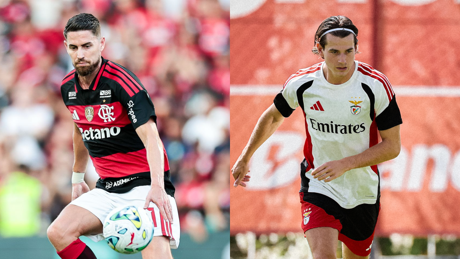 Jorginho, meio-campista do Flamengo, e Jakub Kaminski, novo reforço do Benfica