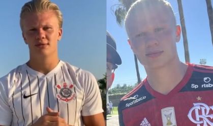 Imagem de destaque do post: Rival do Brasil na Copa, Haaland já usou camisas do Flamengo e Corinthians
