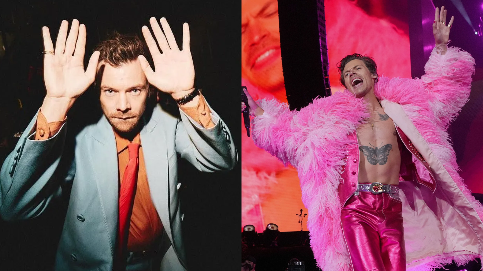 Gravatas e boás: veja as diferenças dos looks nas turnês de Harry Styles