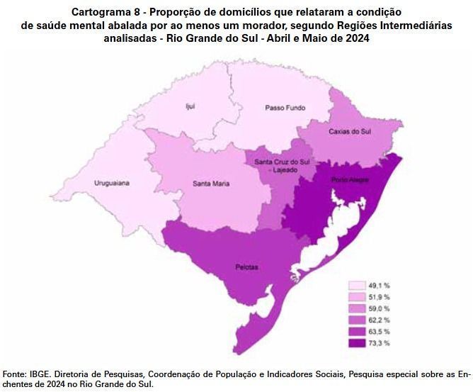 Proporção de domicílios que relataram a condição de saúde mental abalada por ao menos um morador • IBGE