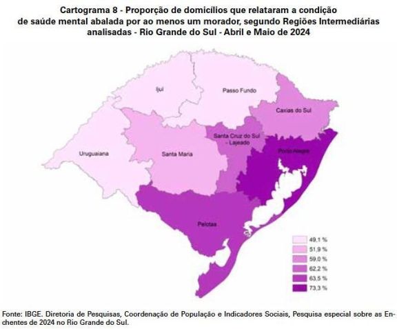 Proporção de domicílios que relataram a condição de saúde mental abalada por ao menos um morador • IBGE