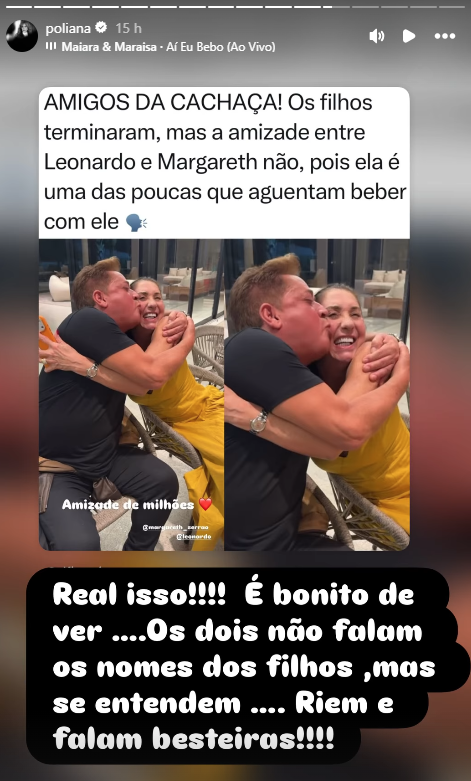 Poliana explica amizade de Leonardo e Margareth Serr&atilde;o &bull; Instagram/Poliana Rocha