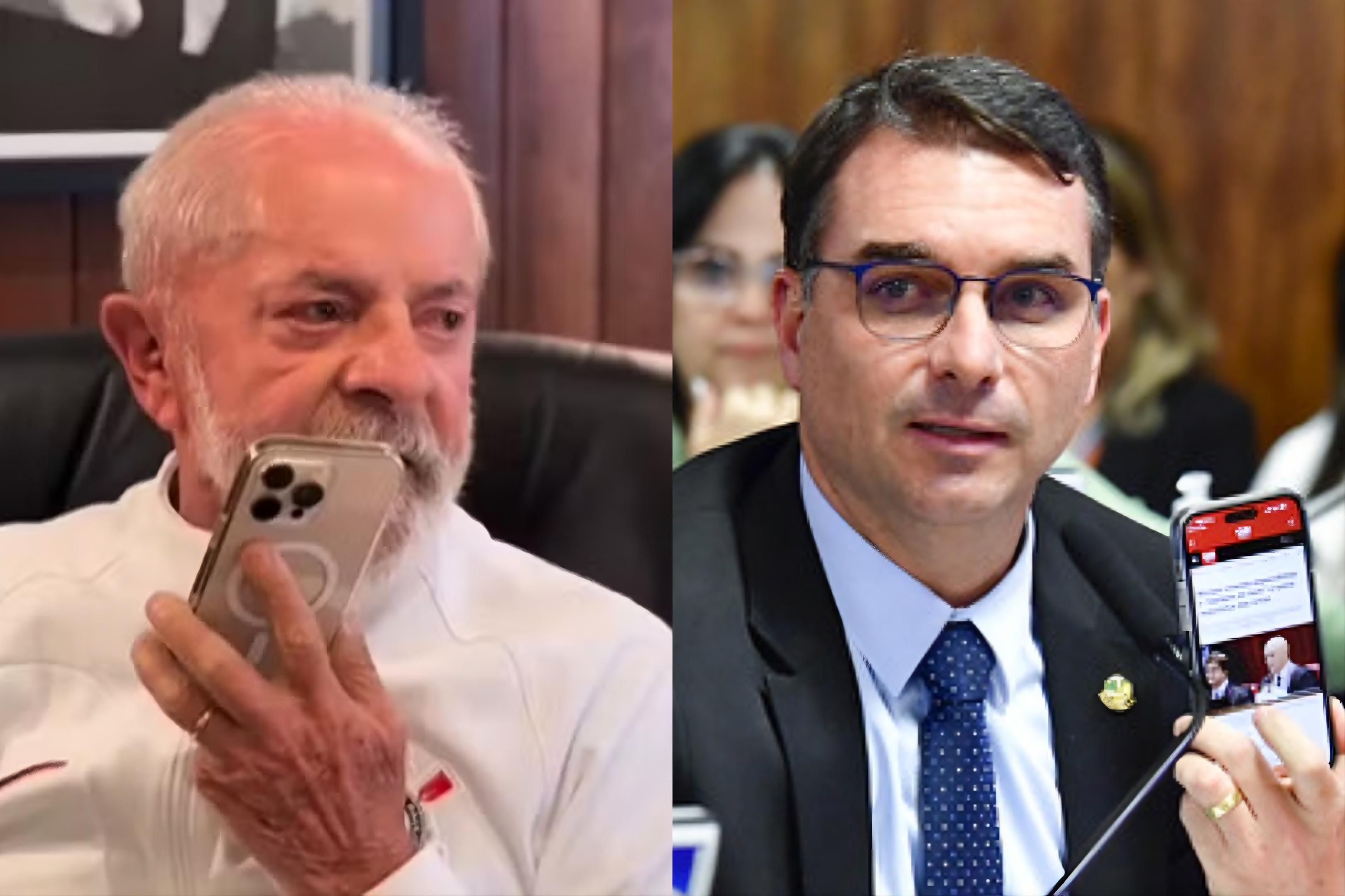 Lula e Flávio Bolsonaro