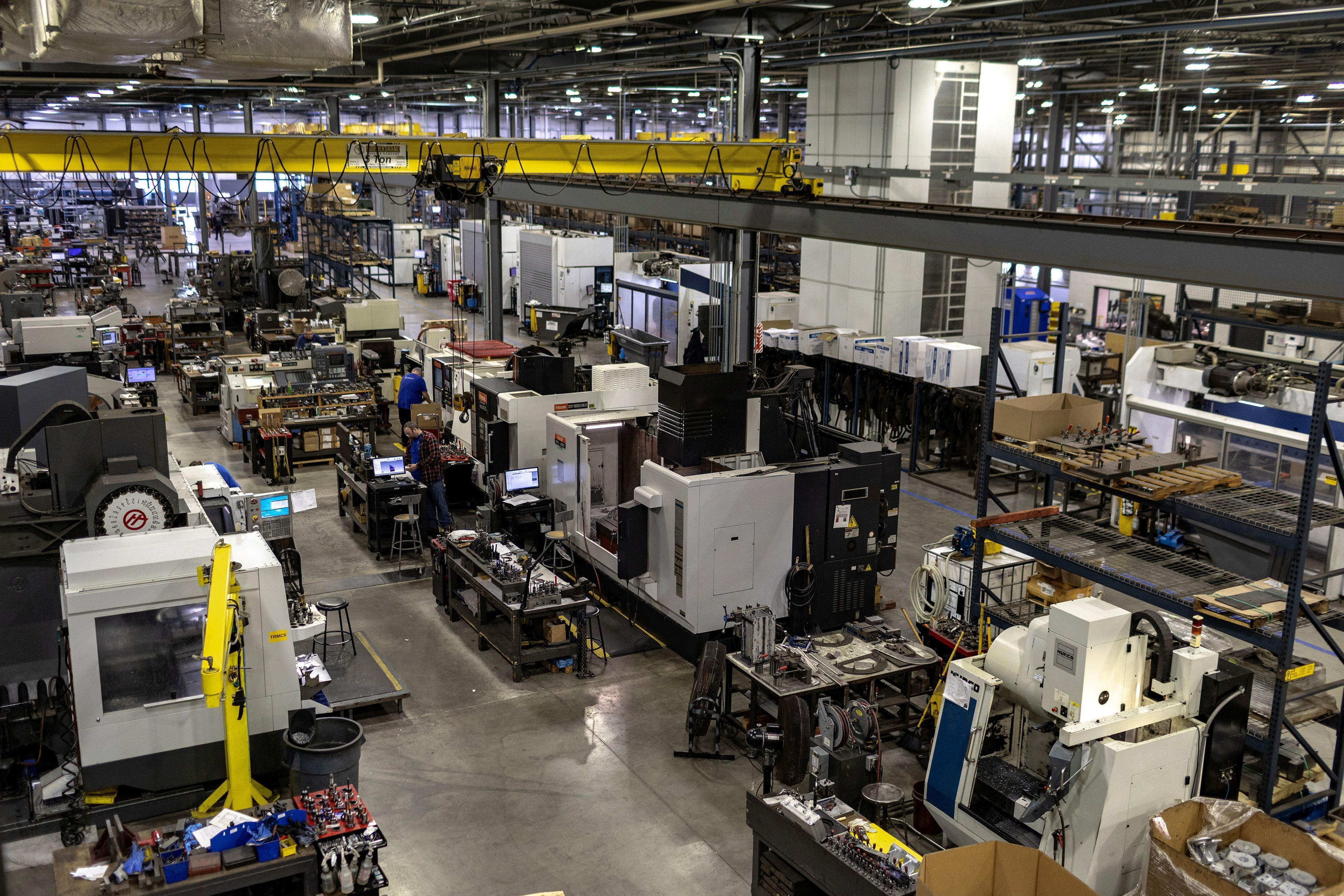 Área de produção do prédio da General Stamping & Metalworks em South Bend, EUA, 23 de março de 2026