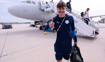 Maurício, jogador do Palmeiras, em serviço pela Seleção Paraguaia durante a Copa do Mundo