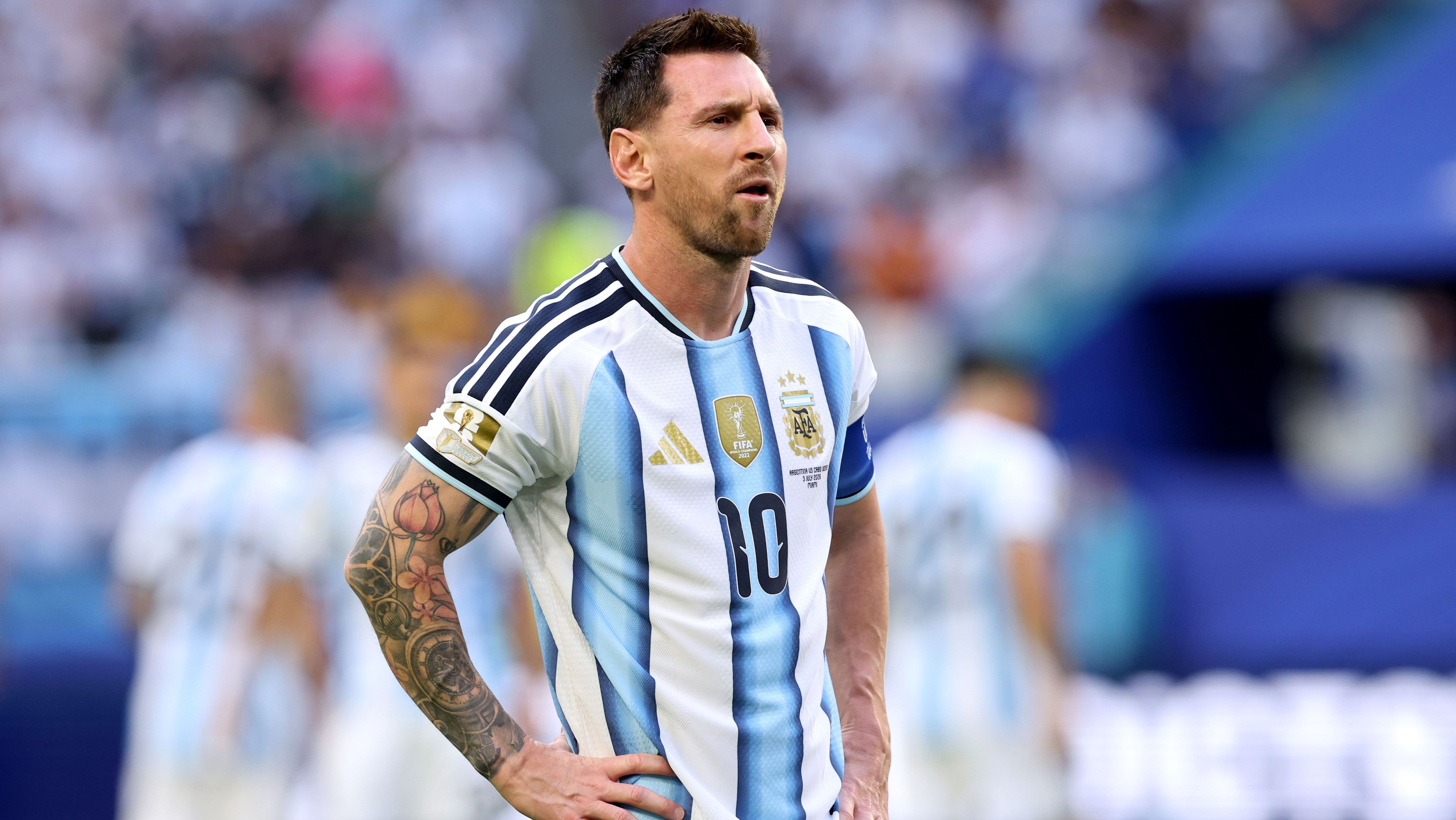 Messi durante partida entre Argentina e Cabo Verde