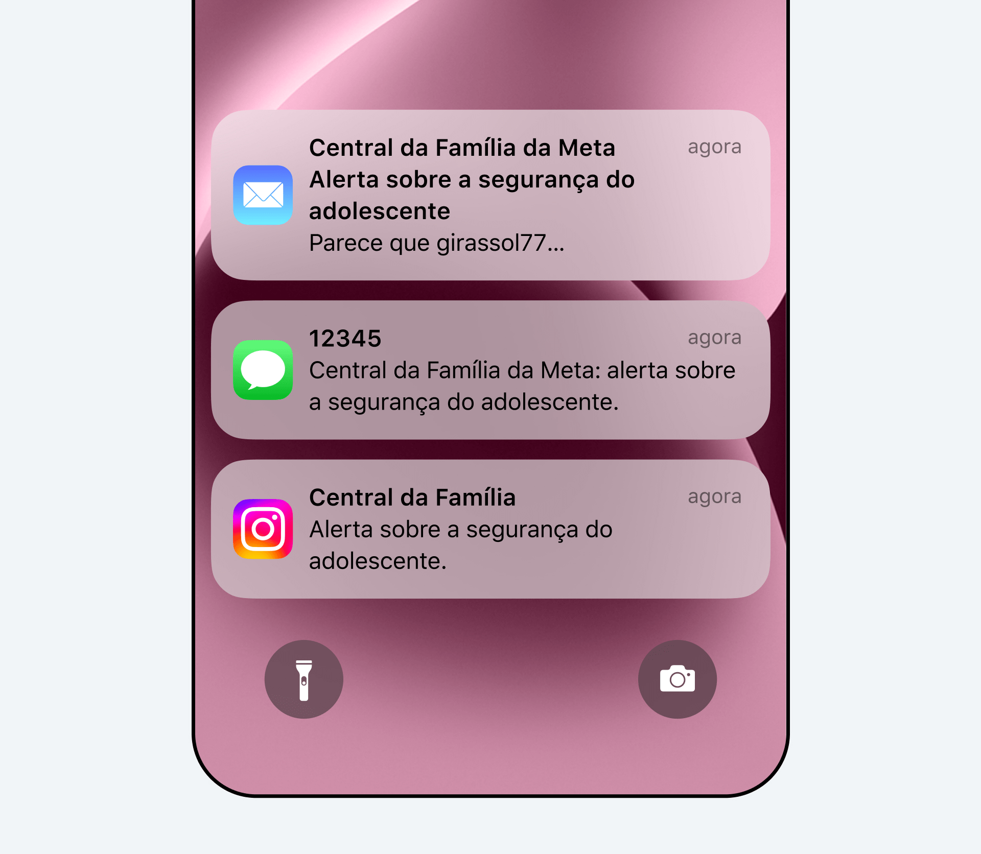 Alerta disparado pela Meta aos pais • Divulgação/Meta