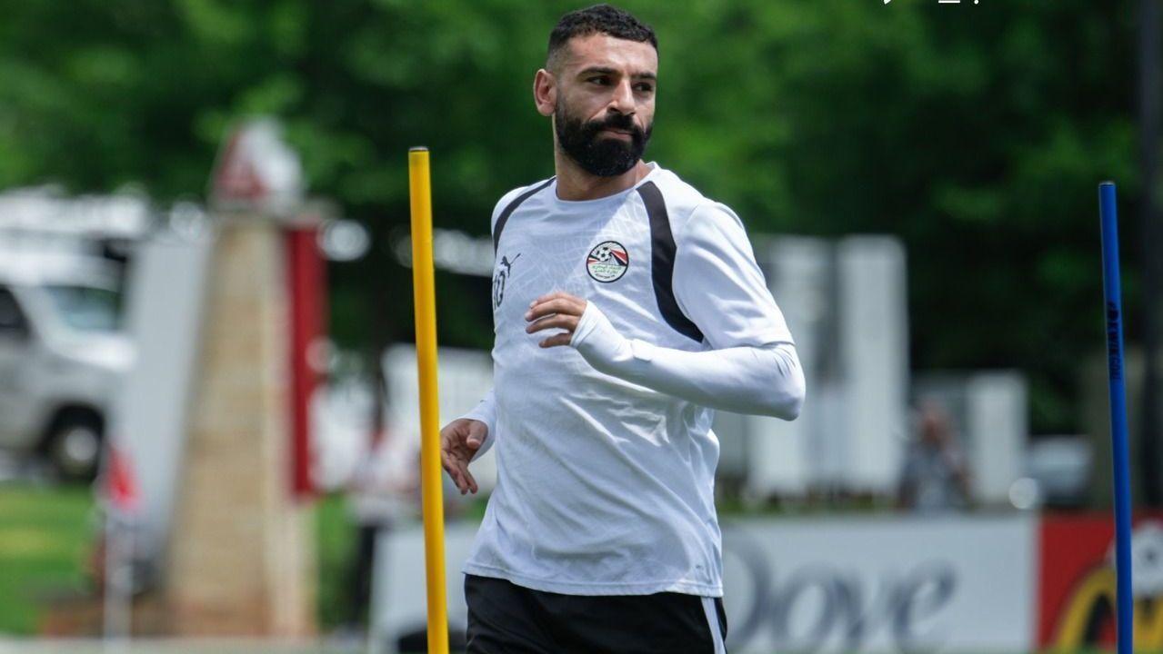 Mohamed Salah em treino do Egito antes da partida contra a Argentina, pelas oitavas de final da Copa do Mundo
