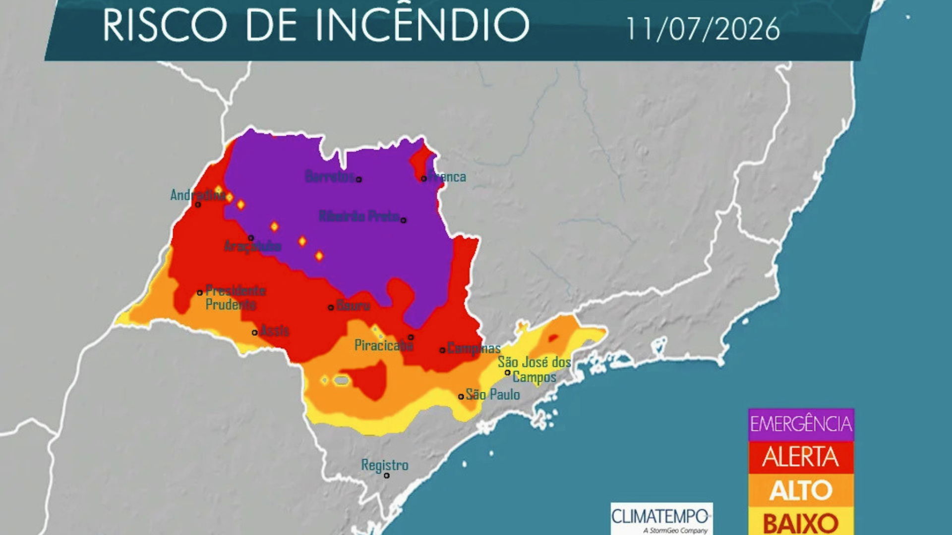 O estado de emergência representa o mais alto nível de criticidade e é atribuído quando as condições meteorológicas atingem patamares extremos • Divulgação/DefesaCivil de São Paulo