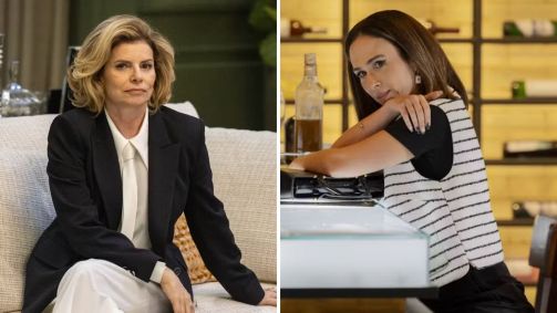 Odete (Debora Bloch), personagem de "Vale Tudo", e Brigitte (Tatá Werneck) de "Quem Ama Cuida"