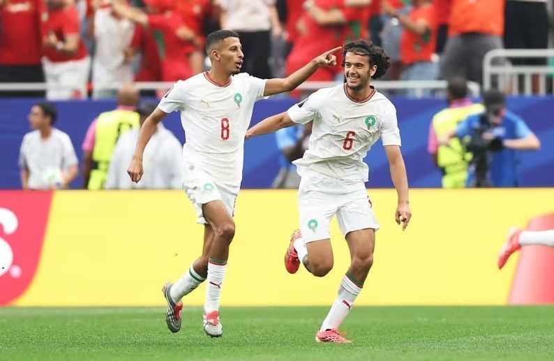 Azzedine Ounahi celebra seu gol para o Marrocos, no duelo contra o Canadá pelas oitavas de final da Copa