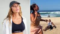 Paolla Oliveira exibe habilidade no futevôlei durante dia de praia; veja