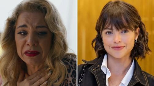 Ingrid passa a perna em Pilar em "Quem Ama Cuida"
