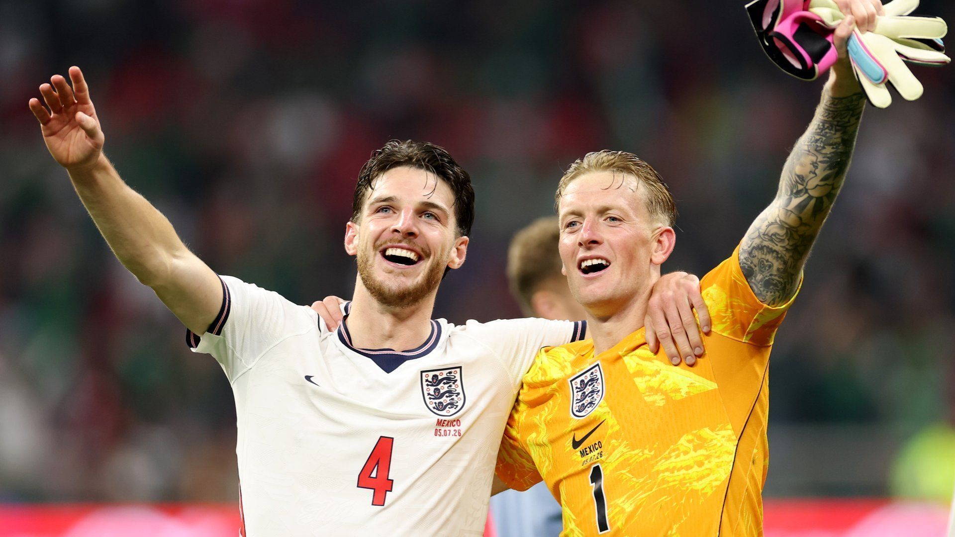 Rice e Pickford comemoram vitória da Inglaterra na Copa