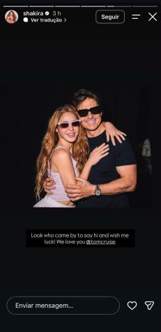 Shakira posou com Tom Cruise • Instagram/Shakira