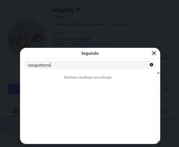 Virginia não segue o ex-cunhado • Instagram/Virginia