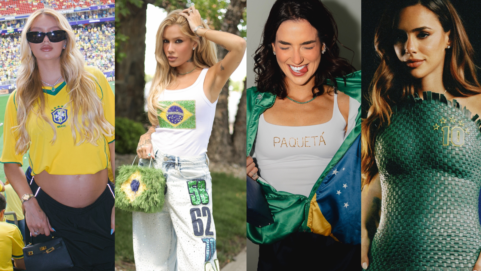 Bruna Biancardi, Karoline Lima, Gabriely Miranda e Duda Fournier vestidas para assistir aos jogos da Copa do Mundo 2026