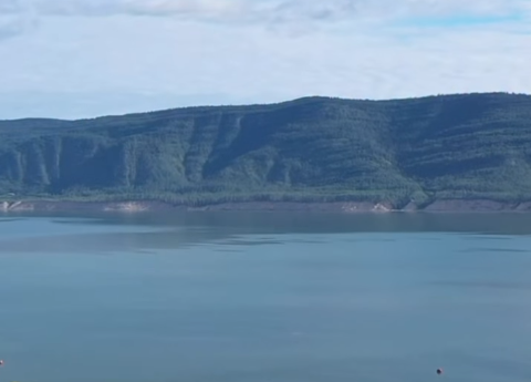 Imagem de satélite mostrando ilha temporária no Lago Williston