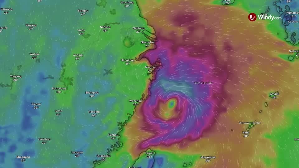 Timelapse animation of Typhoon Dolphin churning towards China's eastern coastline