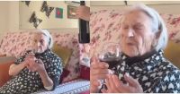 Aos 101 anos, avó pede vinho ao neto e mostra que ainda sabe aproveitar a vida