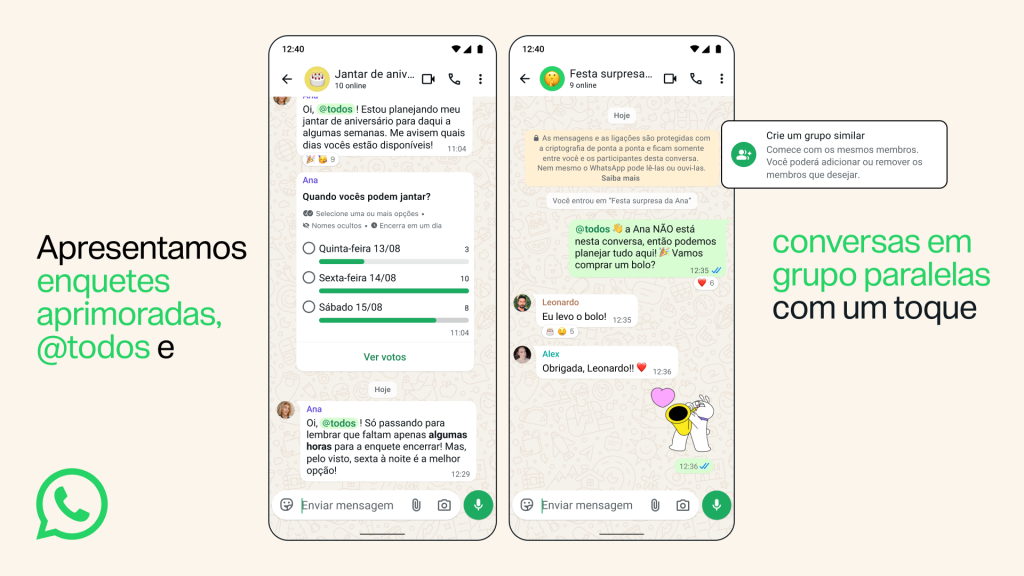WhatsApp anuncia novidades em conversas em grupo