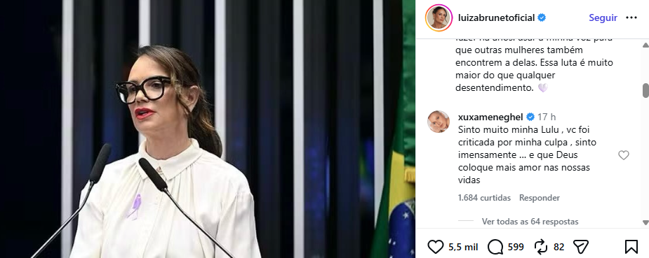 Luiza Brunet fez postagem sobre desentendimento com Mara Maravilha • Instagram/Luiza Brunet