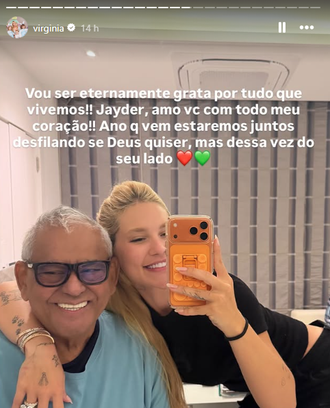 Virginia Fonseca agradeceu apoio de Jayder Soares, patrono da Grande Rio • Instagram/Virginia Fonseca