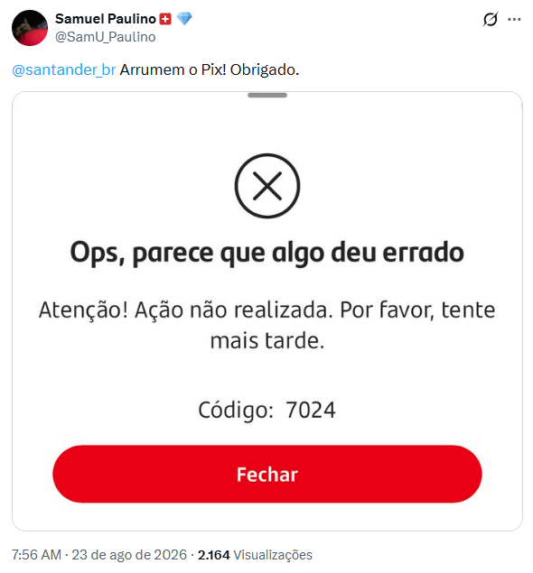 • Reprodução/X (@SamU_Paulino)