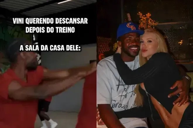 Imagem de destaque do post: Rival zoa Vini Jr. e Virginia com meme após "baderna" em casa