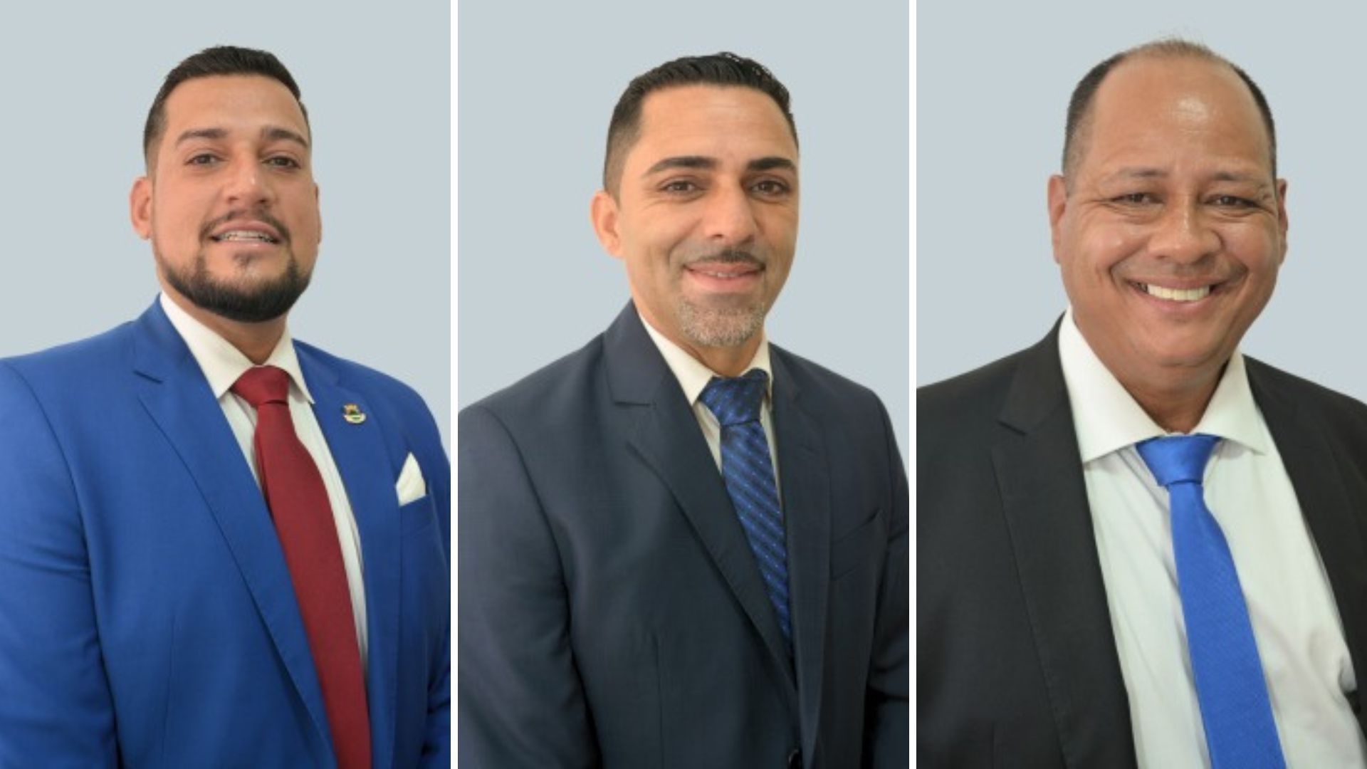 Yago Bezerra (União Brasil), Sérgio Luiz (PSB) e Eduardo Nascimento (PSB) • Reprodução/Câmera Municipal de Cotia