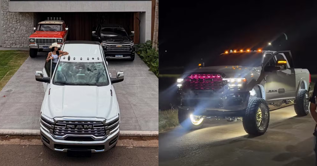 Antes e depois da Ram 3500 de Ana Castela • Reprodução / Instagram