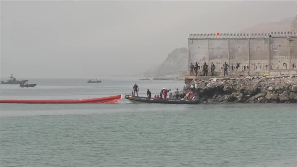 Spain installs floating sea barrier in Ceuta following border rush