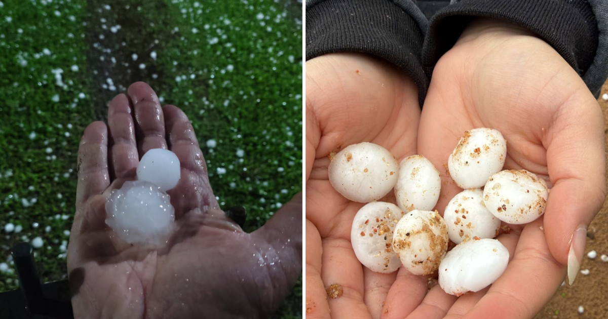 Cidades do RS registram fortes chuvas de granizo; veja imagens