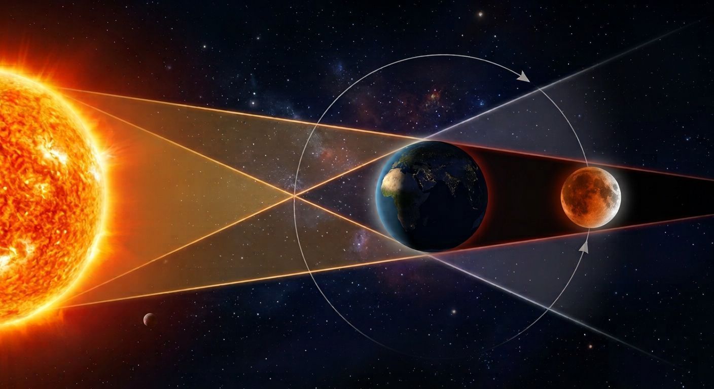 Eclipse lunar • Imagem gerada por IA/Gemini