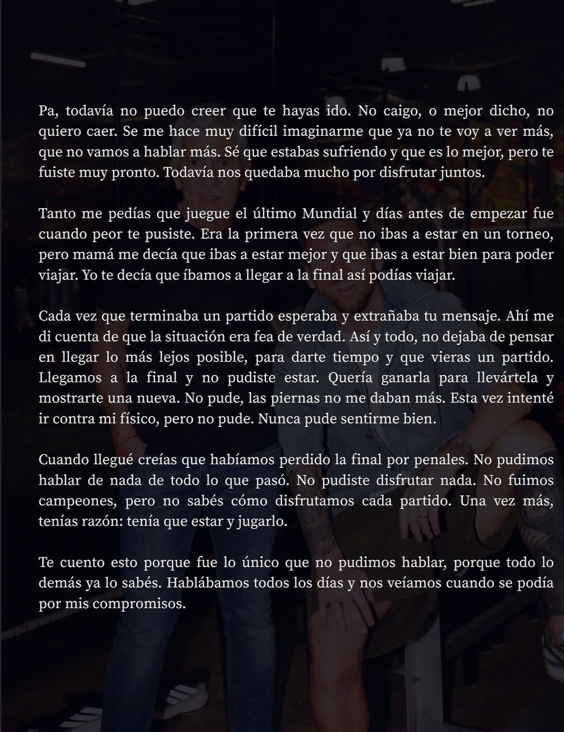 Publicação de Messi se despedindo do pai • Reprodução/Instagram