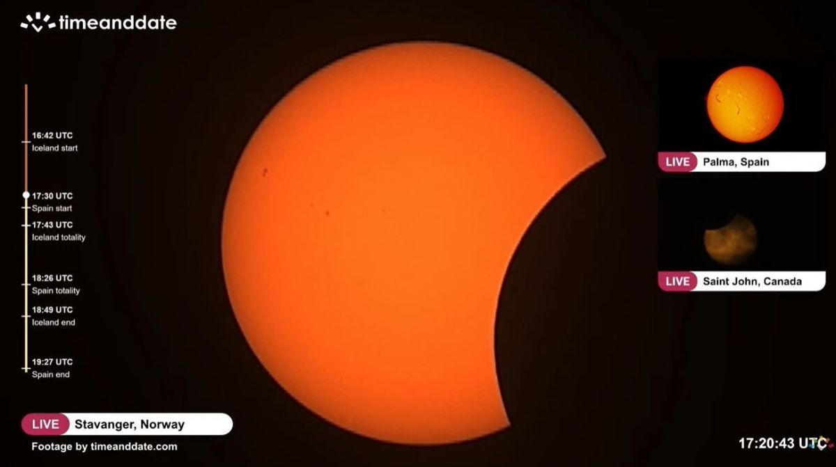 Eclipse solar total começa: veja primeiras imagens de fenômeno