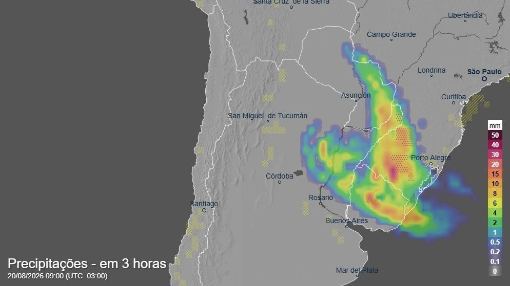 Previsão de chuvas para próxima quinta-feira. • Reprodução