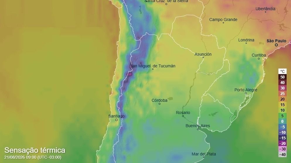 Previsão de sensação térmica para a próxima sexta-feira • Reprodução