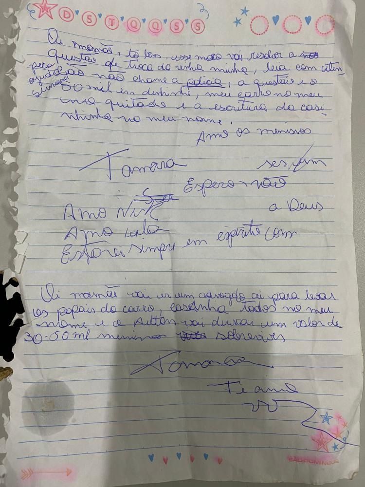 Mulher encarcerada por ex escreveu carta à mãe • Divulgação/PMGO