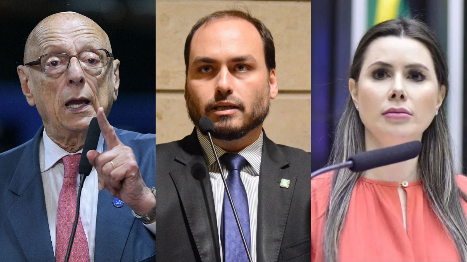 Espiridião Amin (PP), Carlos Bolsonaro (PL) e Carol de Toni (PL)