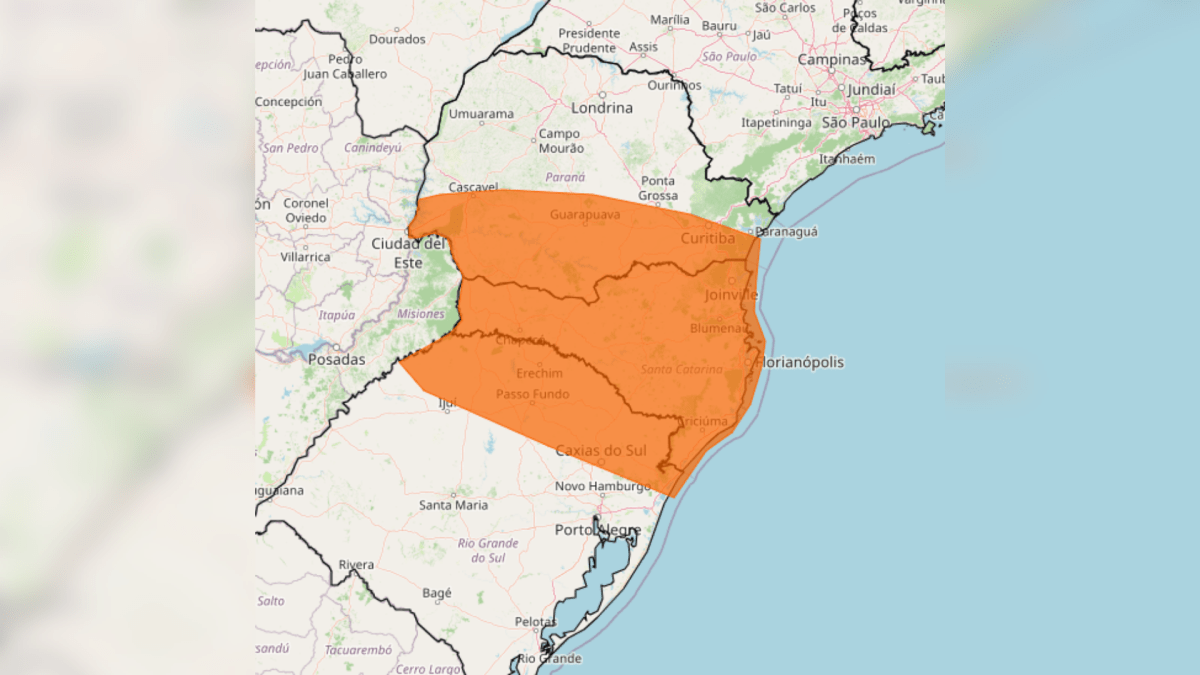 Rio Grande do Sul e Santa Catarina entram em alerta para tempestade intensa